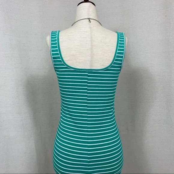 Forever 21 Green and White Stripes Tank Dress Size Small - Picture 4 of 6